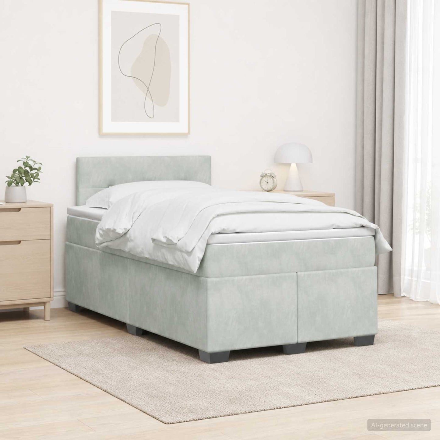 Boxspring ágy matraccal és LED-del Világosszürke 120 x 190 cm