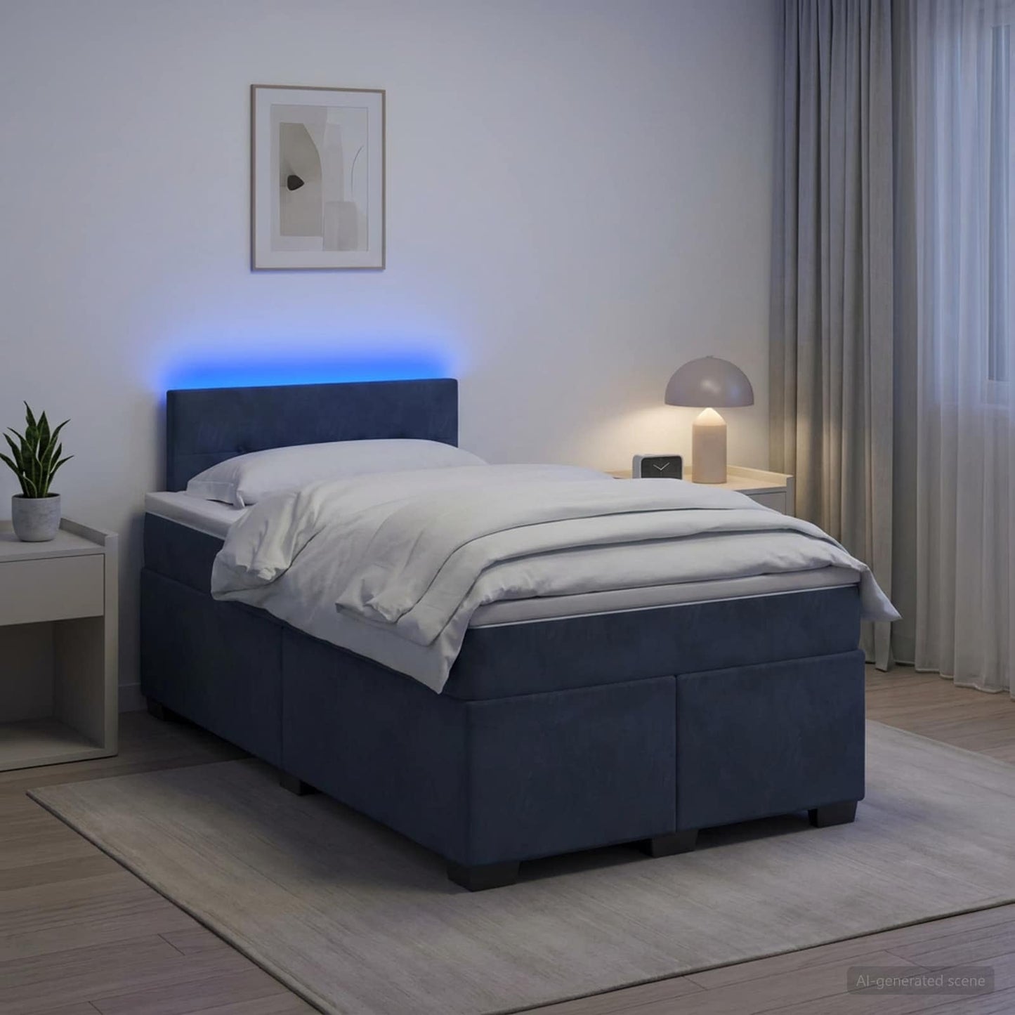 Boxspring ágy matraccal és LED-del Sötétszürke 120 x 200 cm