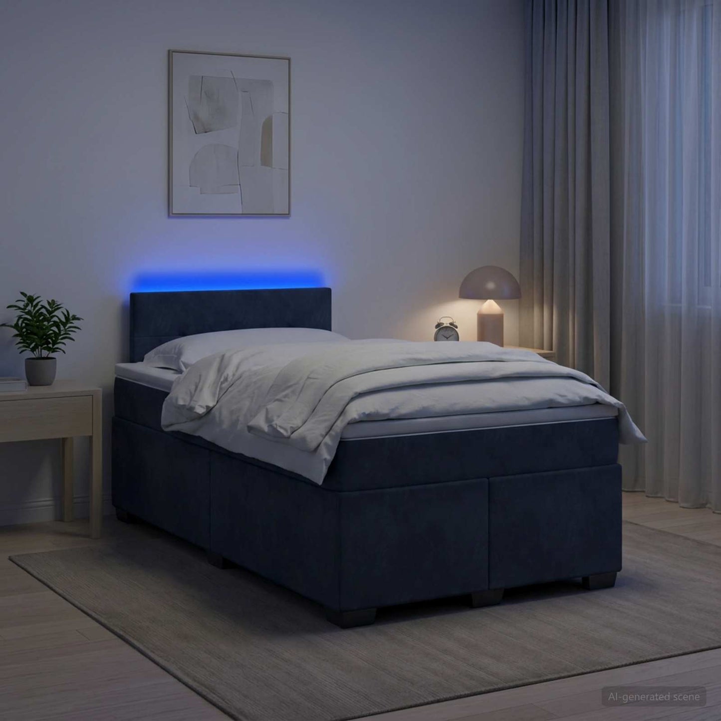 Boxspring ágy matraccal és LED-del Sötétszürke 120 x 190 cm