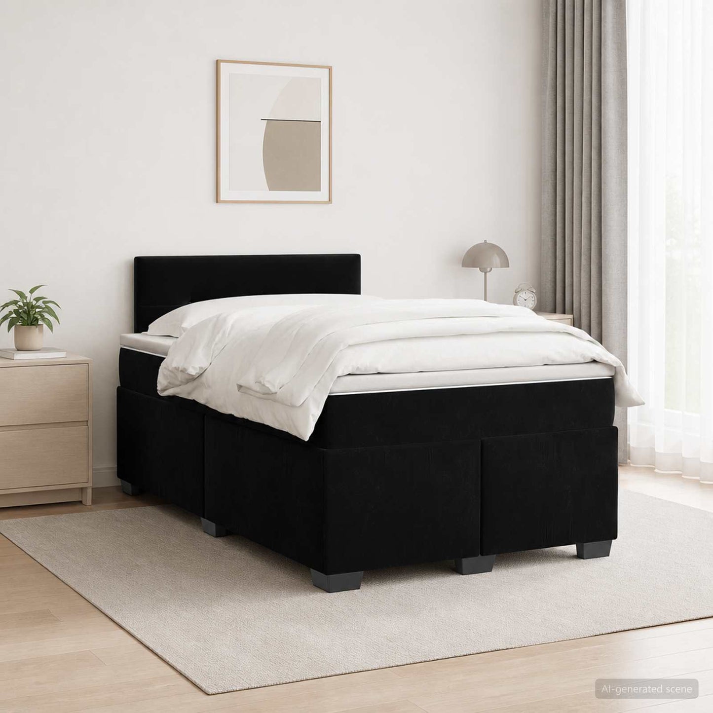 Boxspring ágy matraccal és LED-del Fekete 120 x 190 cm Bársony
