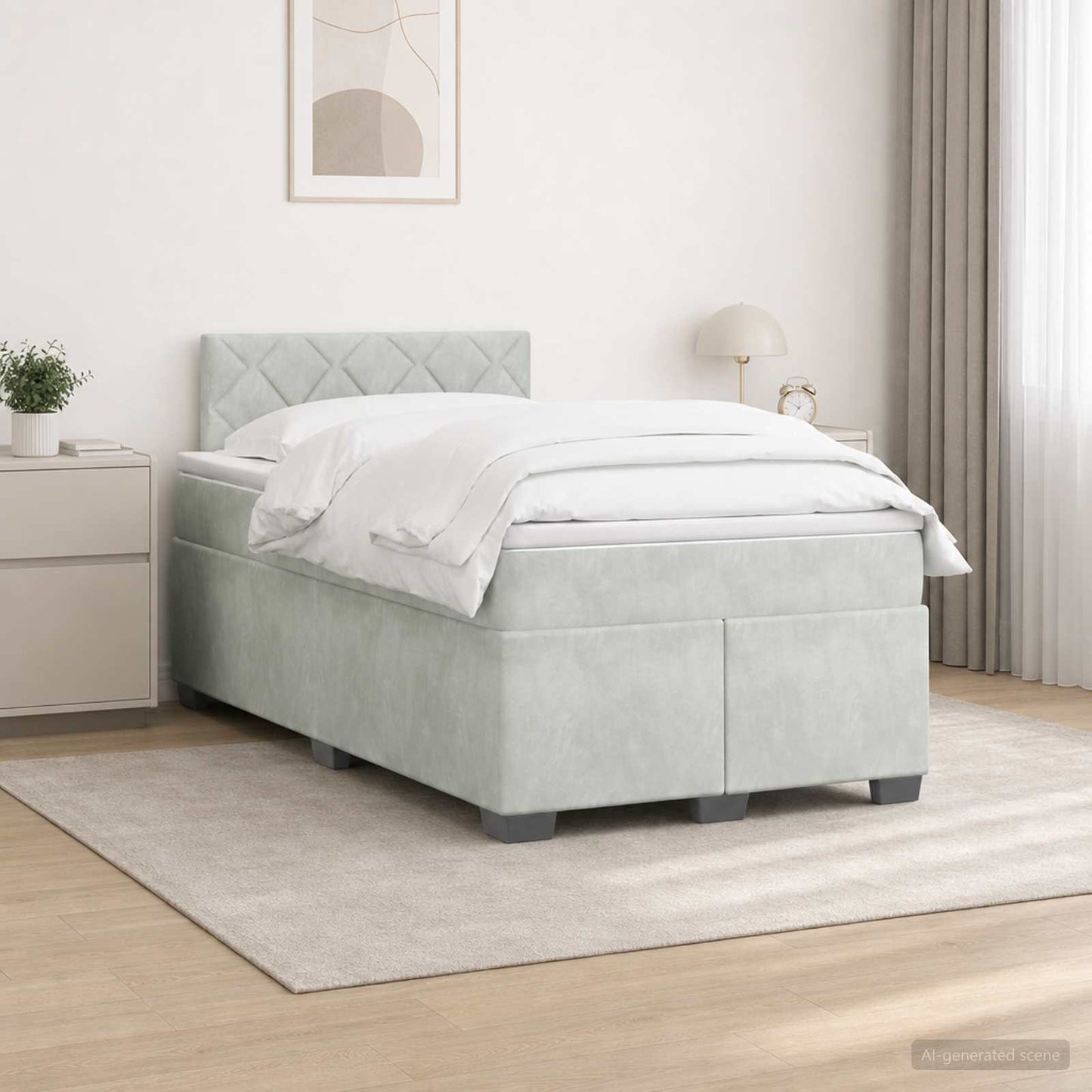Boxspring ágy matraccal és LED-del Világosszürke 120 x 190 cm