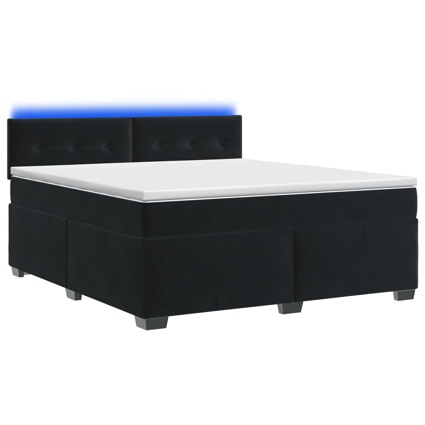 Boxspring ágy matraccal és LED-del Fekete 160 x 200 cm Bársony