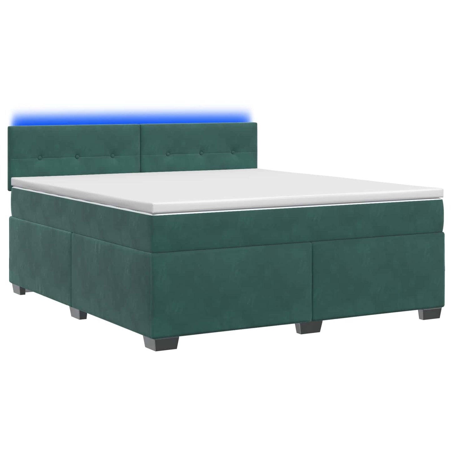 Boxspring ágy matraccal és LED-del Sötétzöld 160 x 200 cm