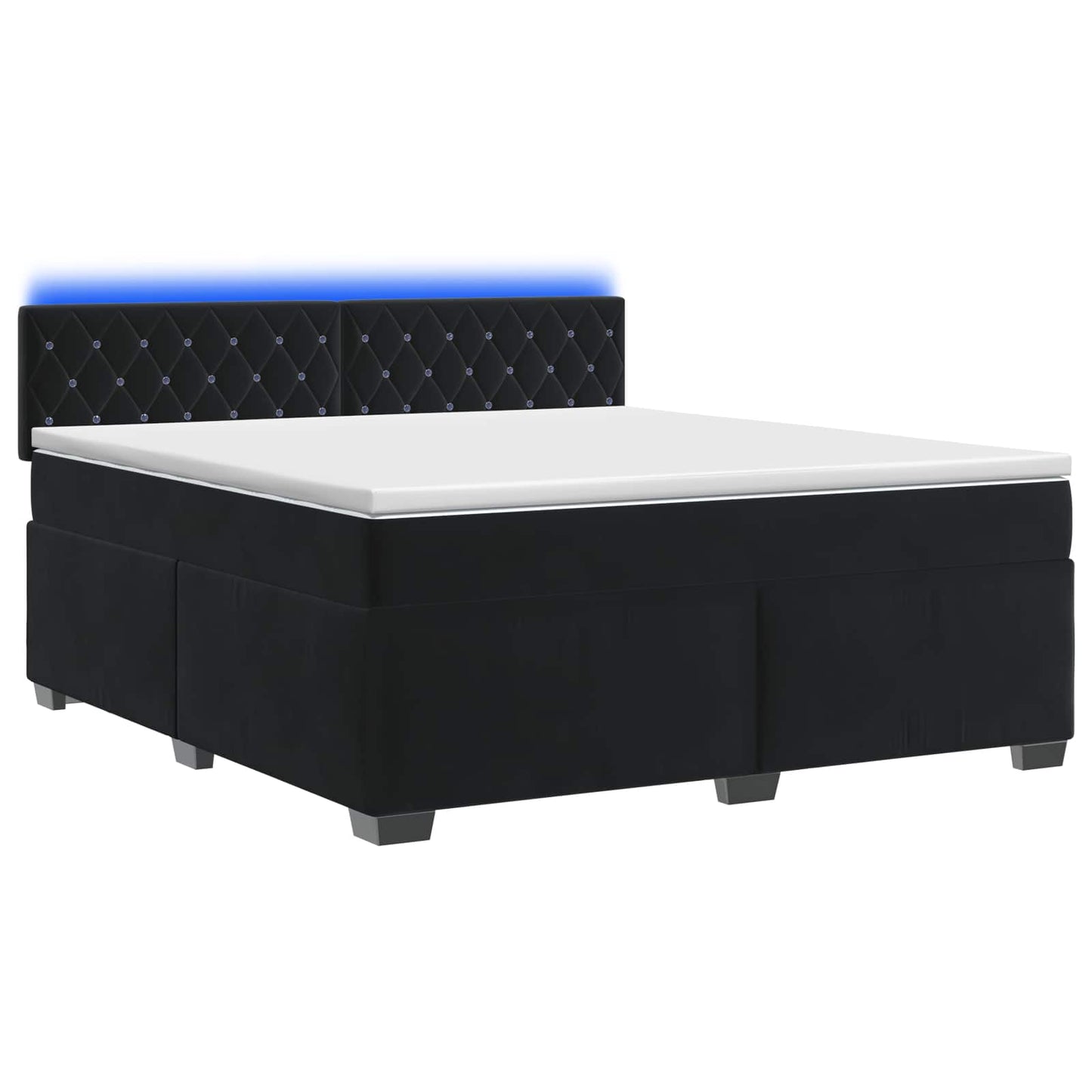 Boxspring ágy matraccal és LED-del Fekete 180 x 200 cm Bársony