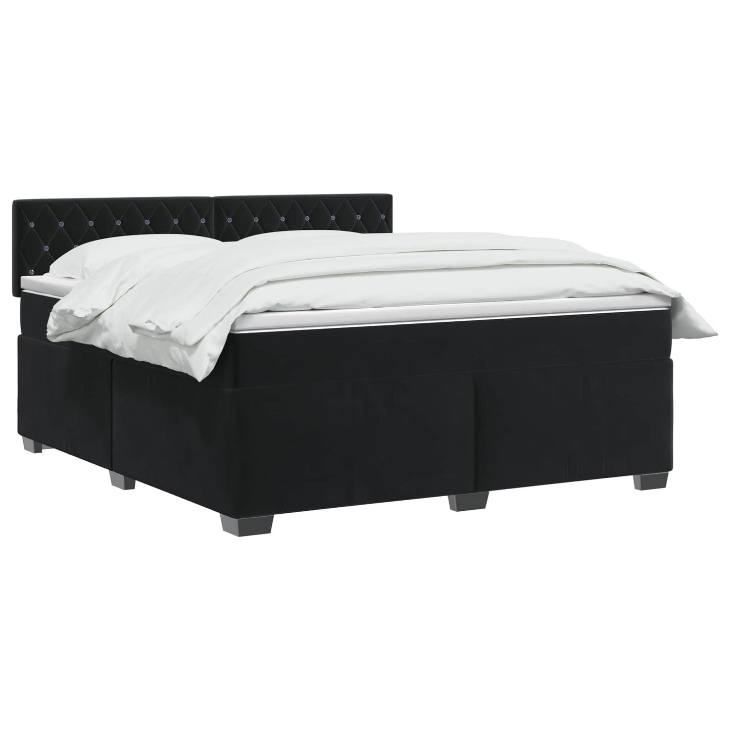 Boxspring ágy matraccal és LED-del Fekete 180 x 200 cm Bársony