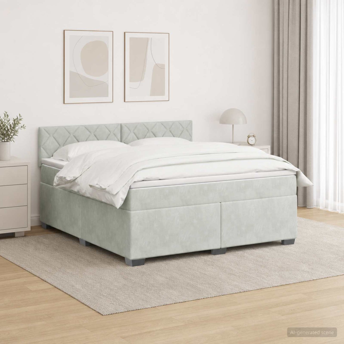 Boxspring ágy matraccal és LED-del Világosszürke 180 x 200 cm