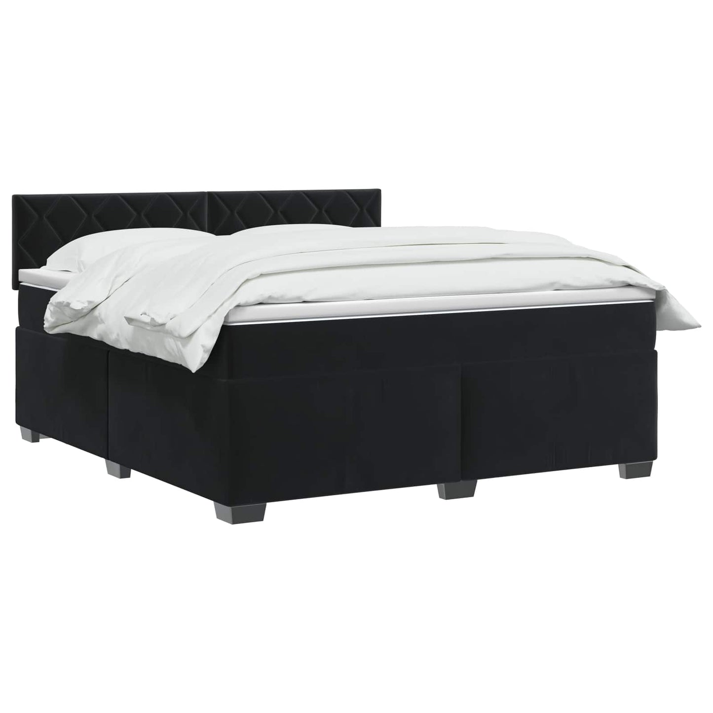 Boxspring ágy matraccal és LED-del Fekete 180 x 200 cm Bársony