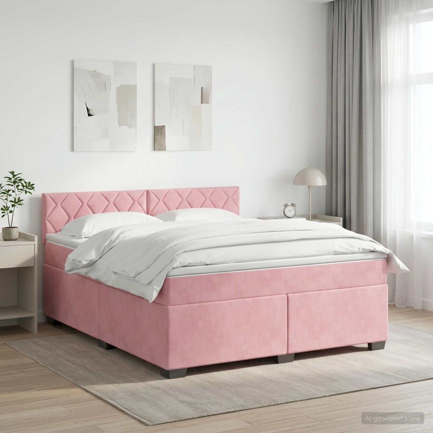 Boxspring ágy matraccal és LED-del Rózsaszín 160 x 200 cm