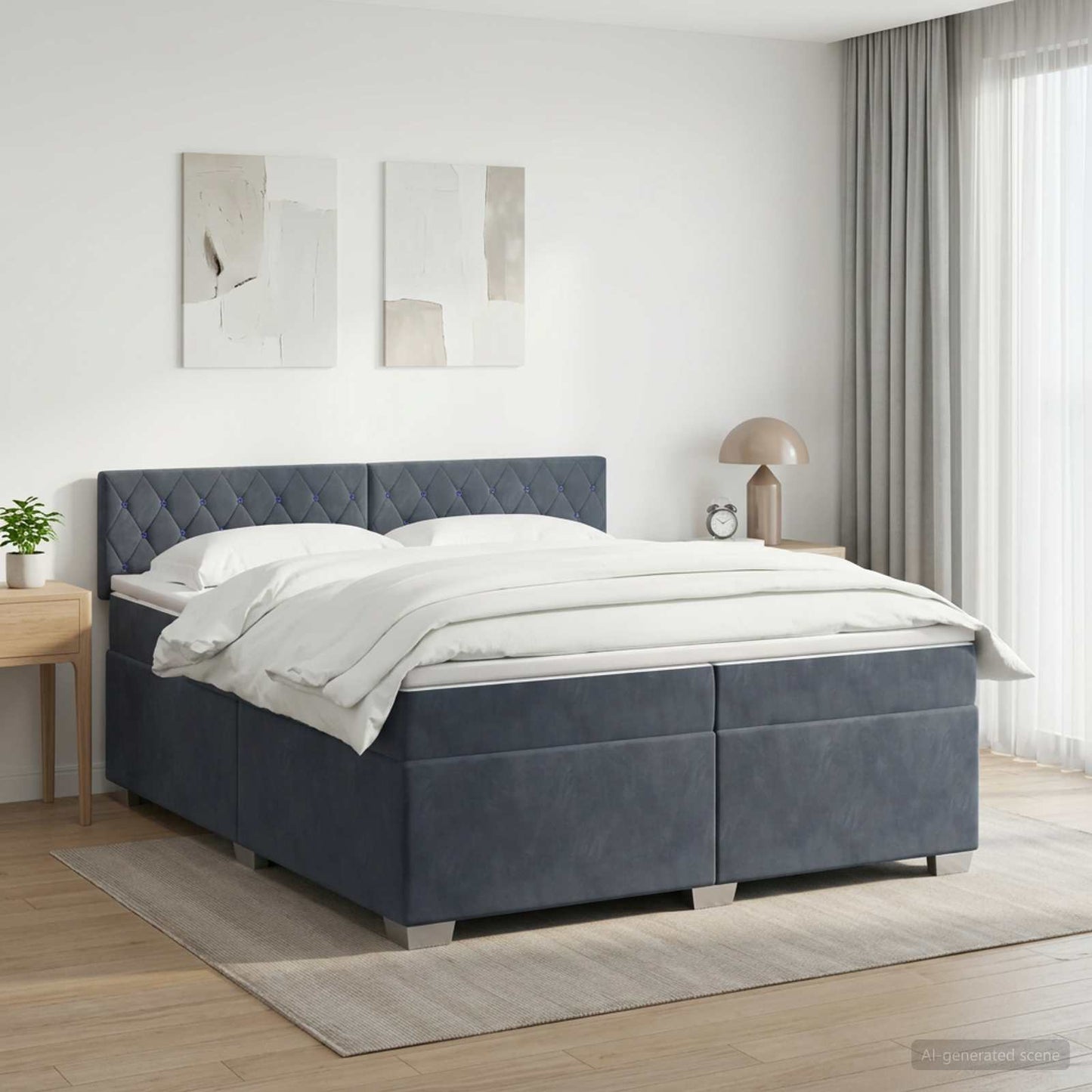 Boxspring ágy matraccal és LED-del Sötétszürke 200 x 200 cm