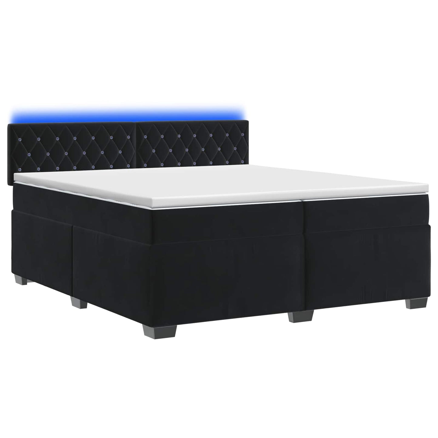 Boxspring ágy matraccal és LED-del Fekete 200 x 200 cm Bársony