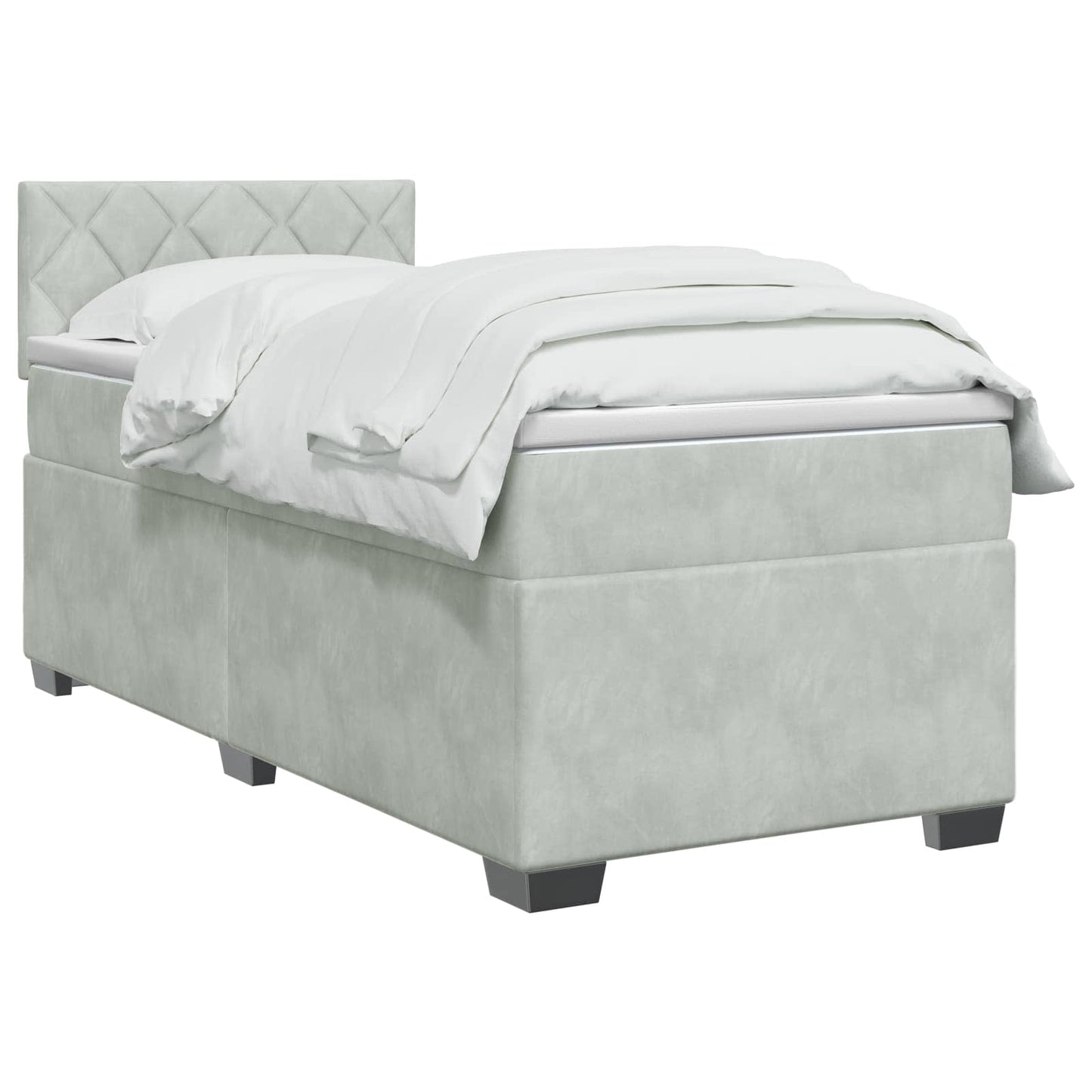 Boxspring ágy matraccal és LED-del Világosszürke Egyszemélyes