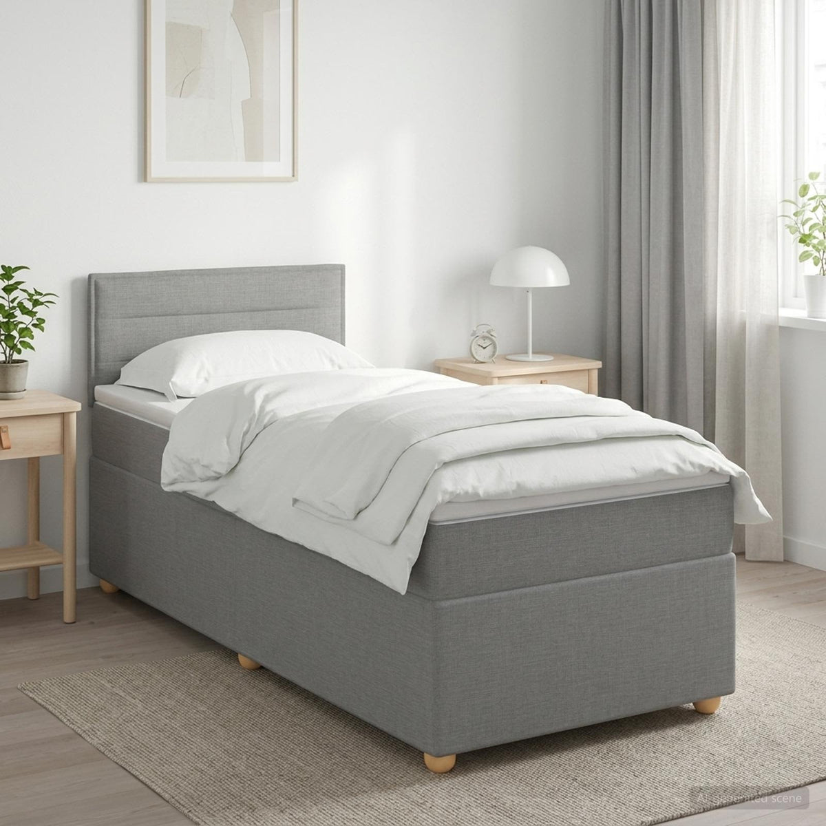 Boxspring ágy matraccal Világosszürke 80 x 200 cm Szövet