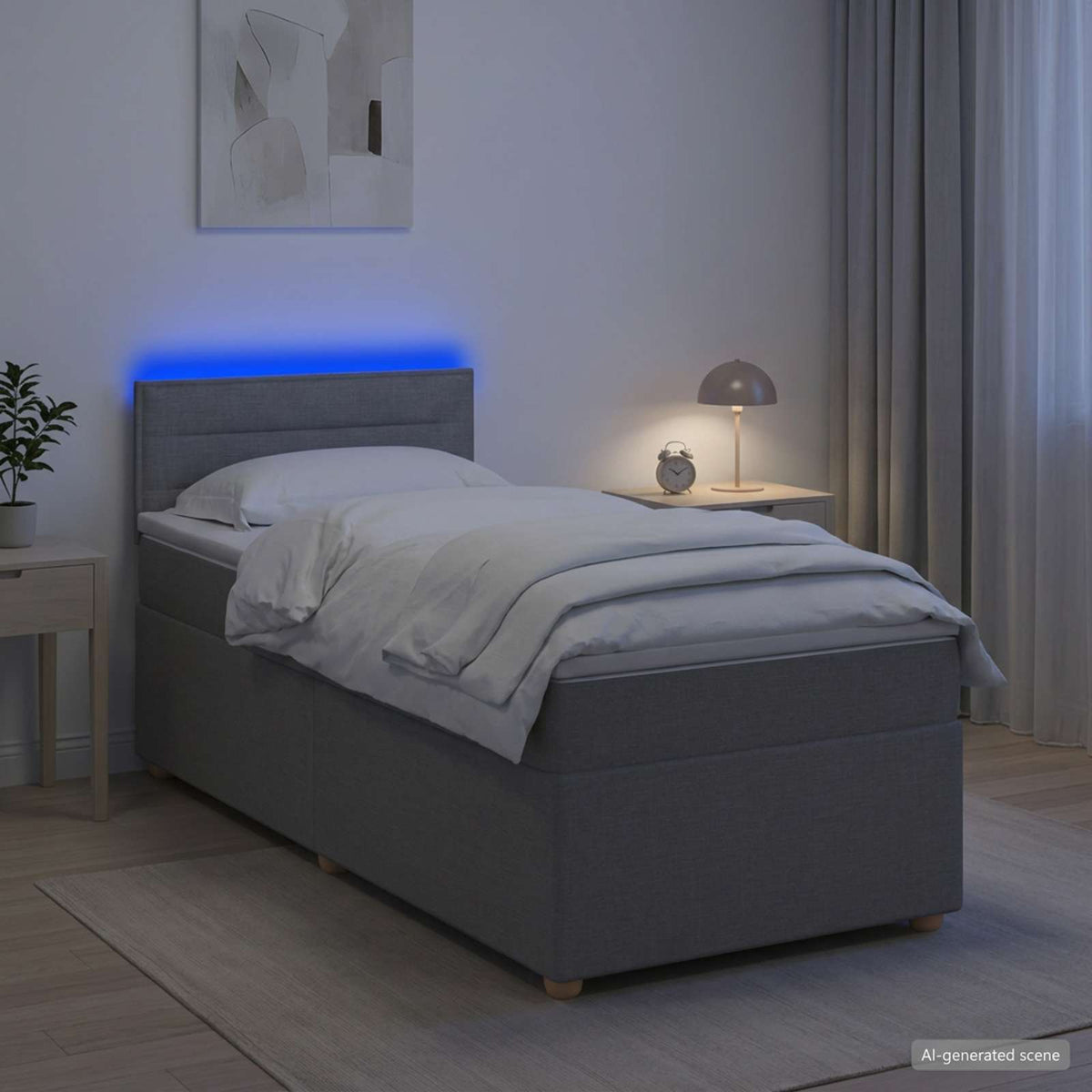 Boxspring ágy matraccal Világosszürke 80 x 200 cm Szövet