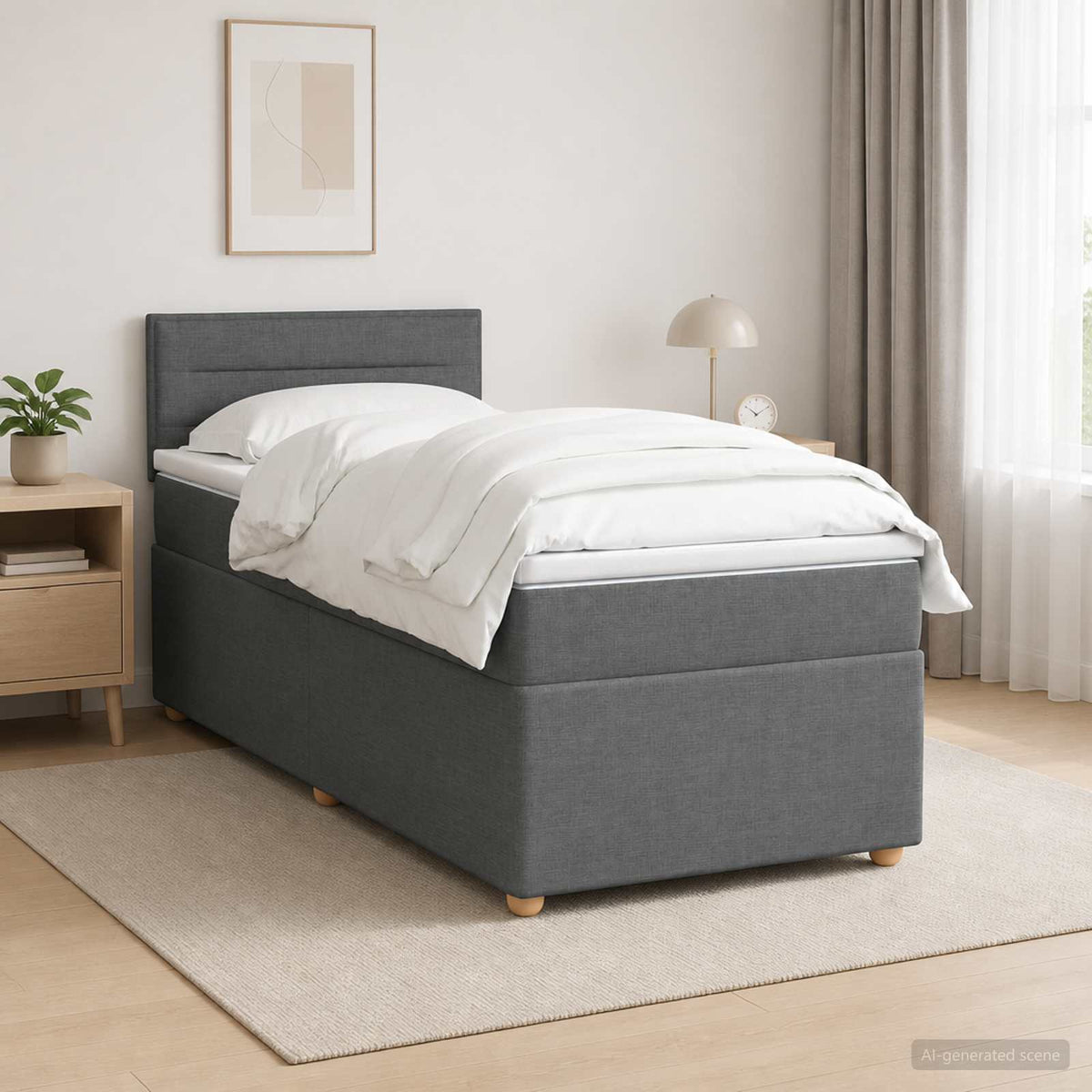 Boxspring ágy matraccal Sötétszürke 80 x 200 cm Szövet