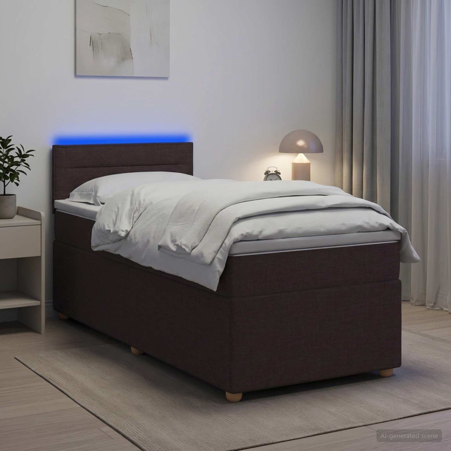 Boxspring ágy matraccal Sötét Barna 90 x 190 cm Szövet