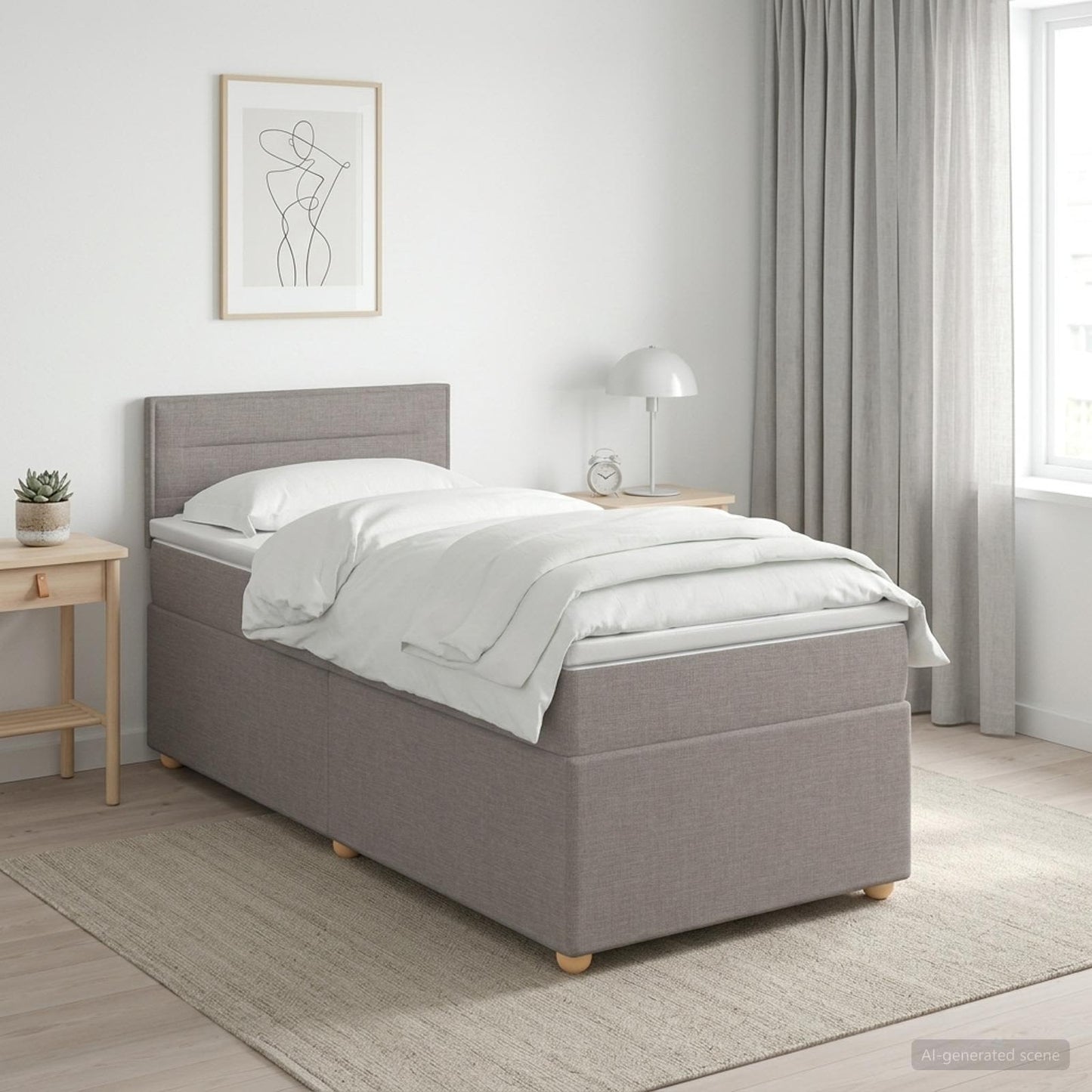 Boxspring ágy matraccal fejtámlával Tópszínű 80 x 200 cm Szövet