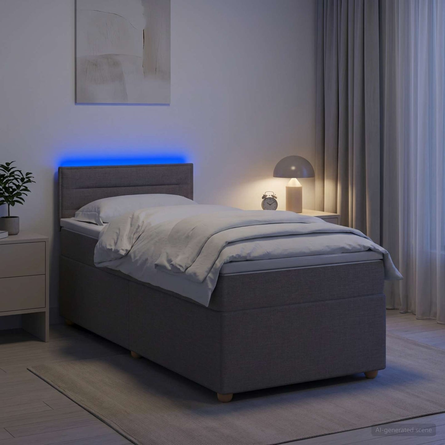 Boxspring ágy matraccal fejtámlával Tópszínű 80 x 200 cm Szövet