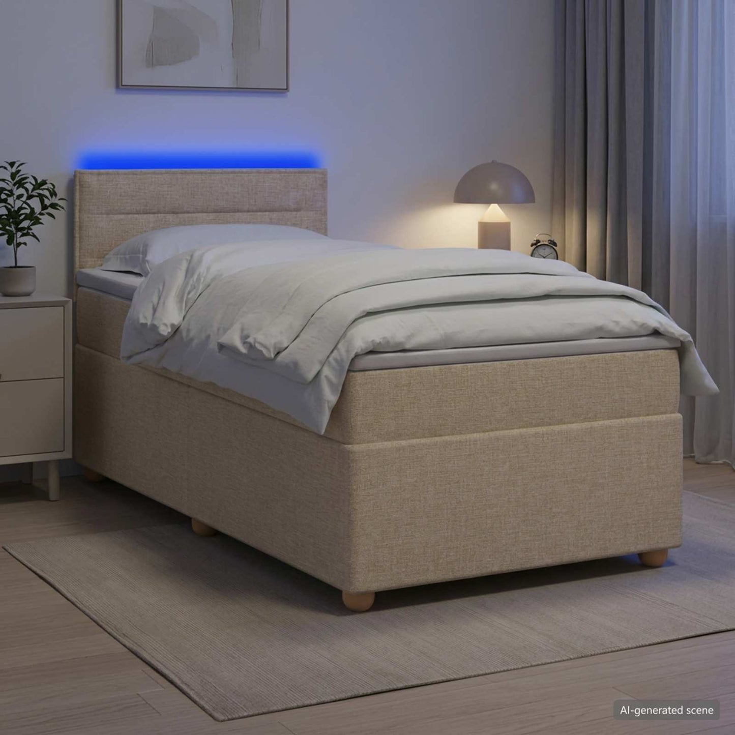 Boxspring ágy matraccal Krémszínű 80 x 200 cm Szövet
