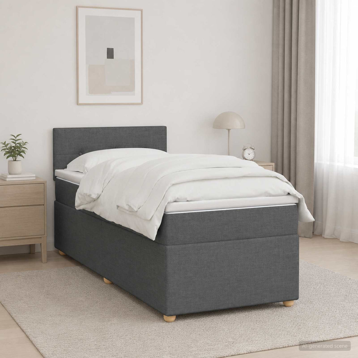 Boxspring ágy matraccal Sötétszürke 80 x 200 cm Szövet