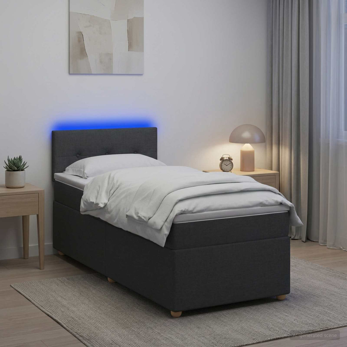 Boxspring ágy matraccal Sötétszürke 80 x 200 cm Szövet