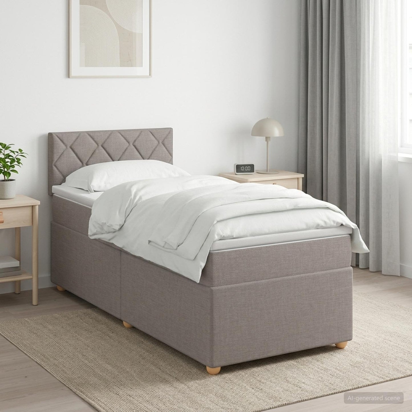 Boxspring ágy matraccal Tópszínű 100 x 200 cm Szövet