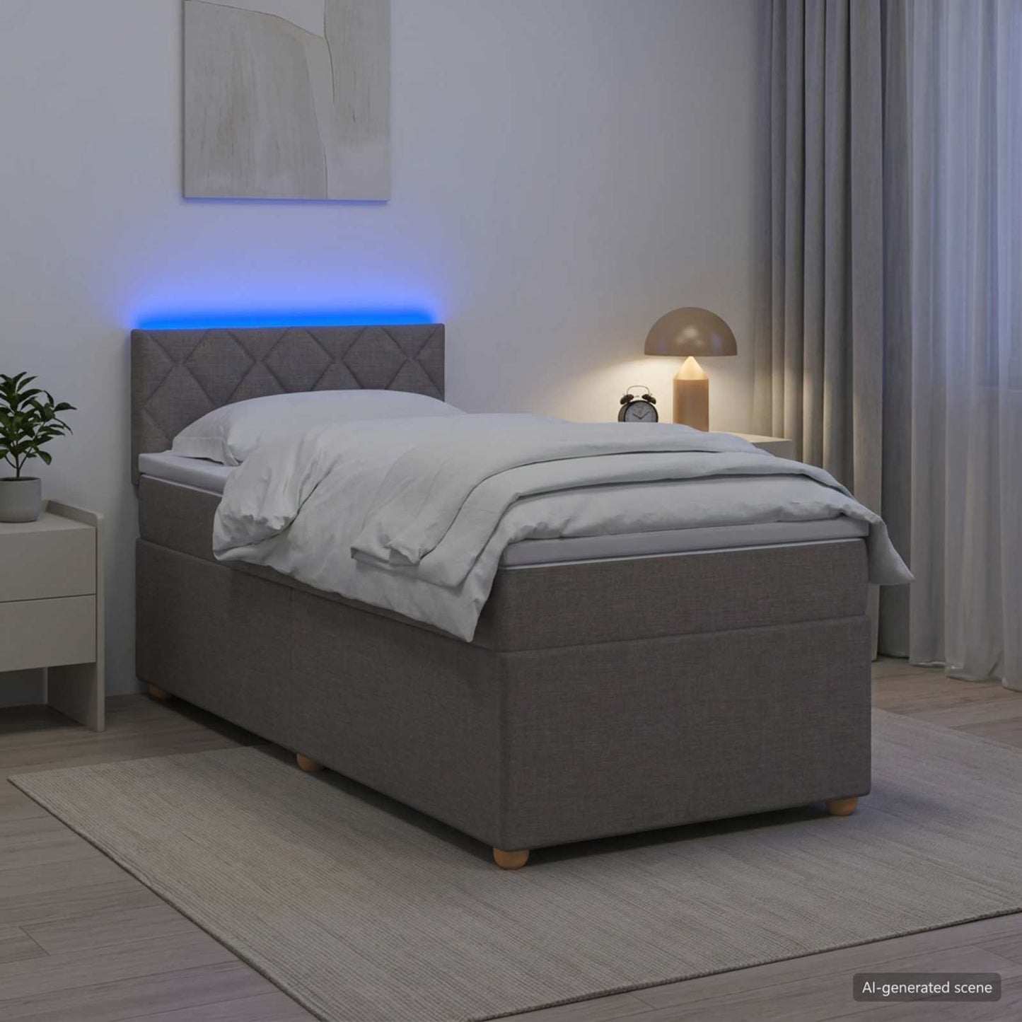 Boxspring ágy matraccal Tópszínű 100 x 200 cm Szövet