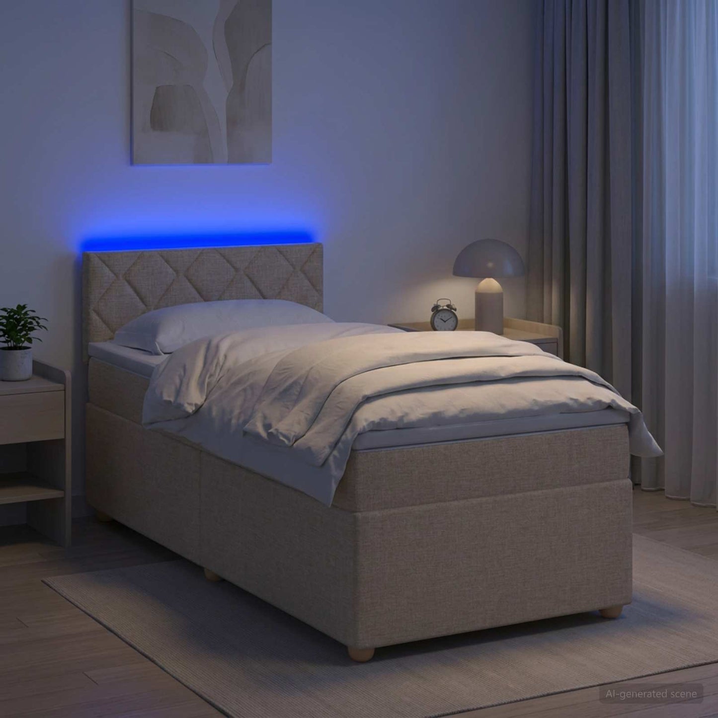 Boxspring ágy matraccal Krémszínű 80 x 200 cm Szövet