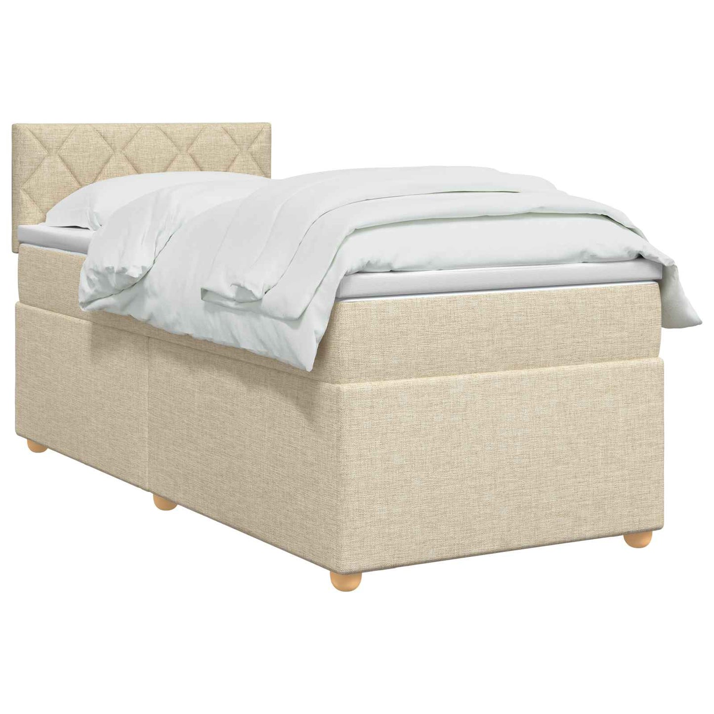 Boxspring ágy matraccal Krémszínű 80 x 200 cm Szövet