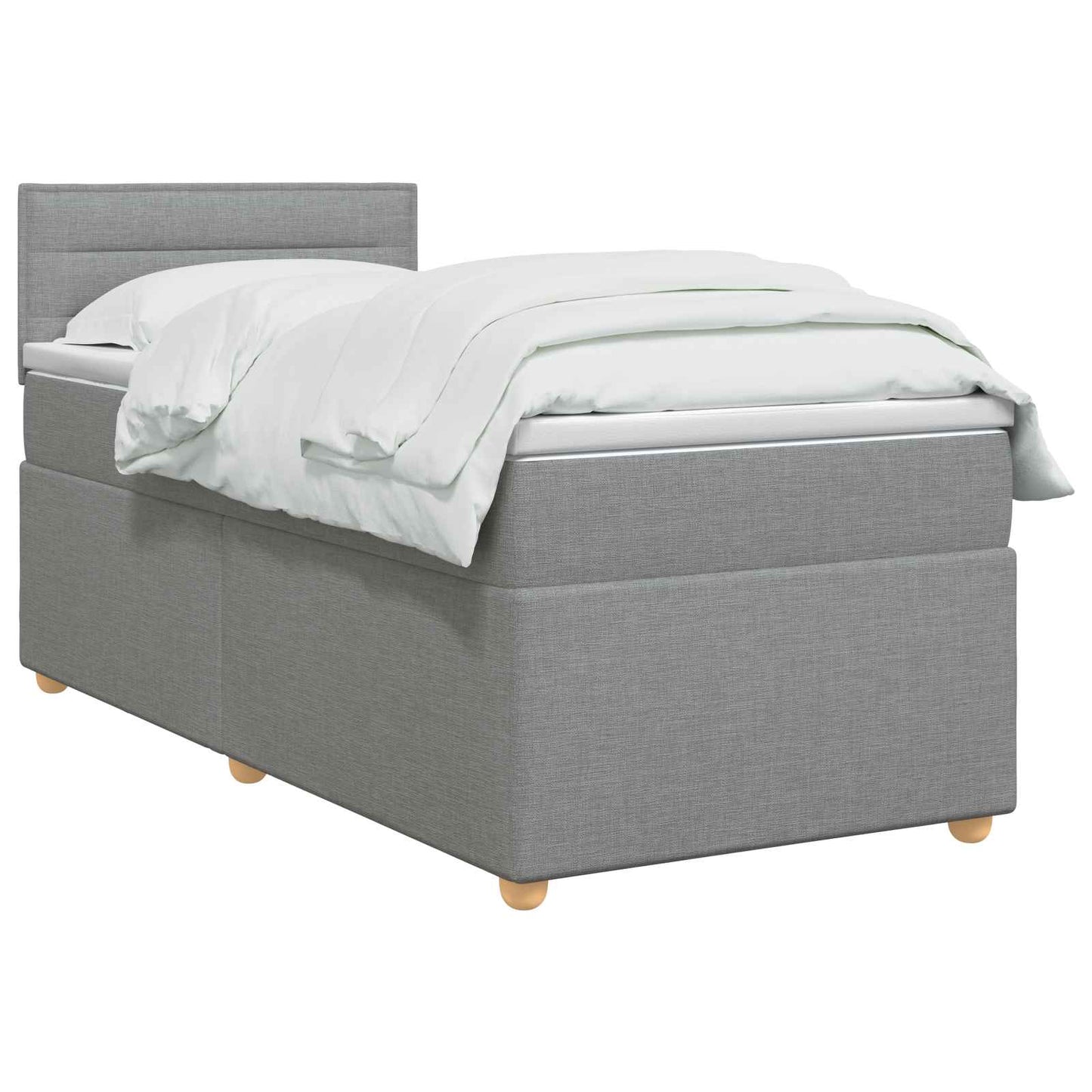 Boxspring ágy matraccal Világosszürke 90 x 190 cm Szövet
