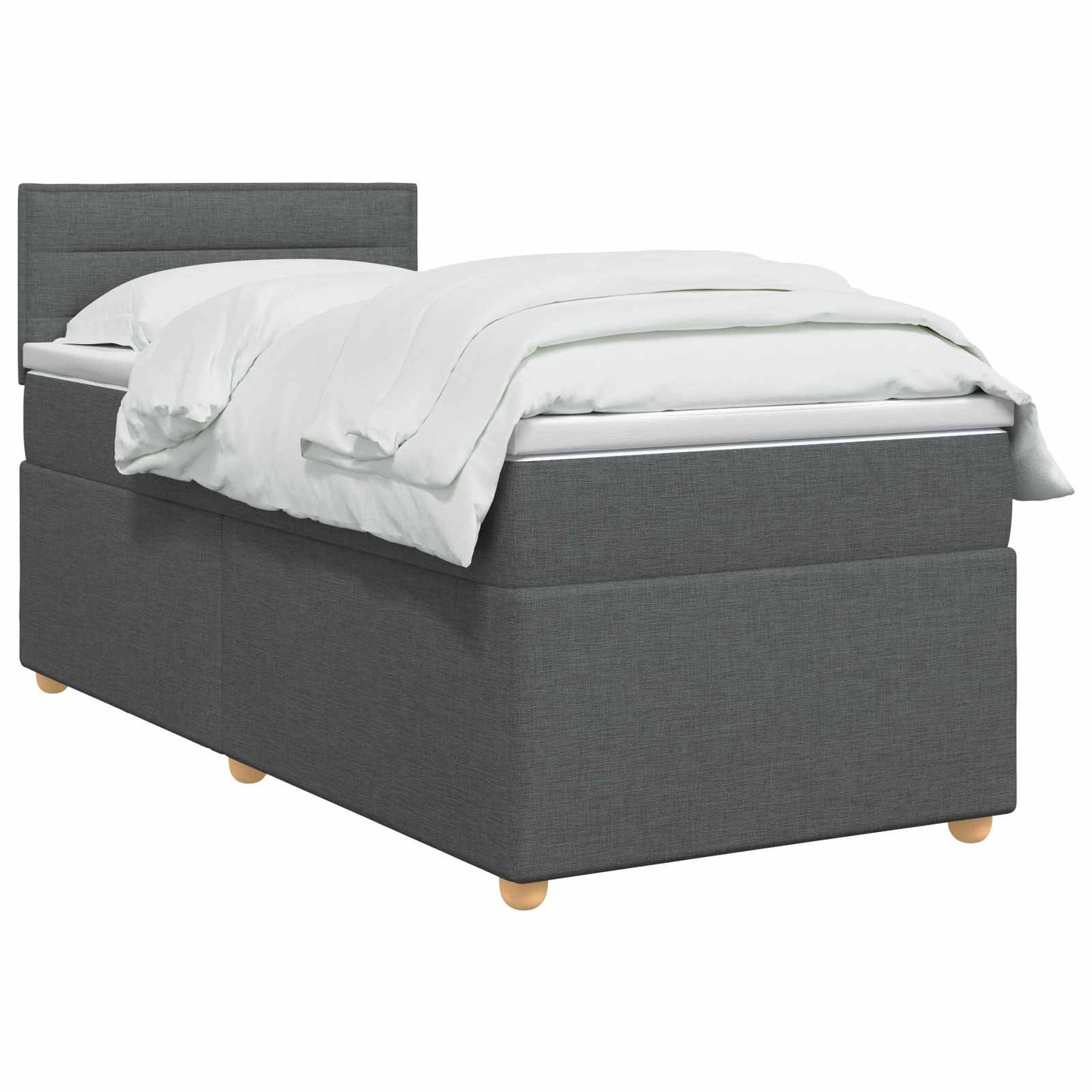 Boxspring ágy matraccal Sötétszürke 90 x 190 cm Szövet