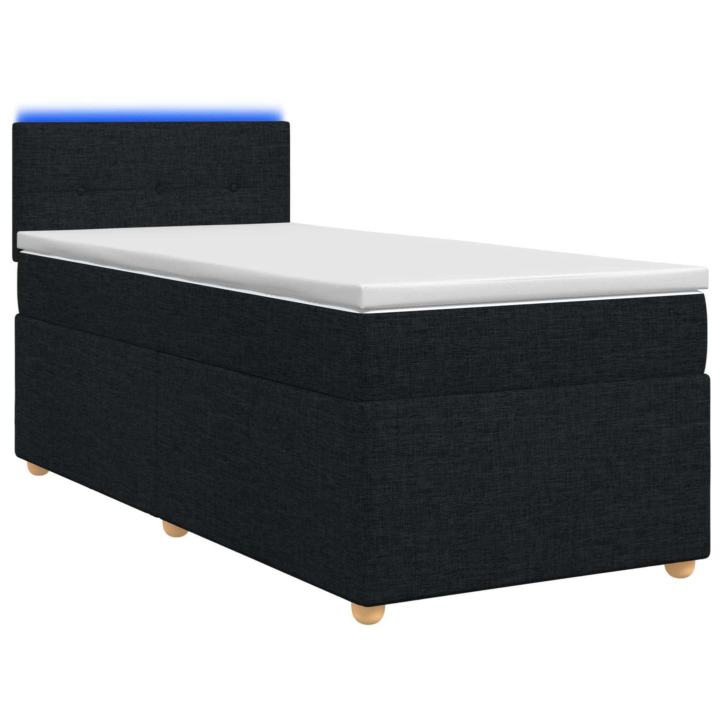 Boxspring ágy matraccal fejtámlával Fekete 90 x 190 cm Szövet