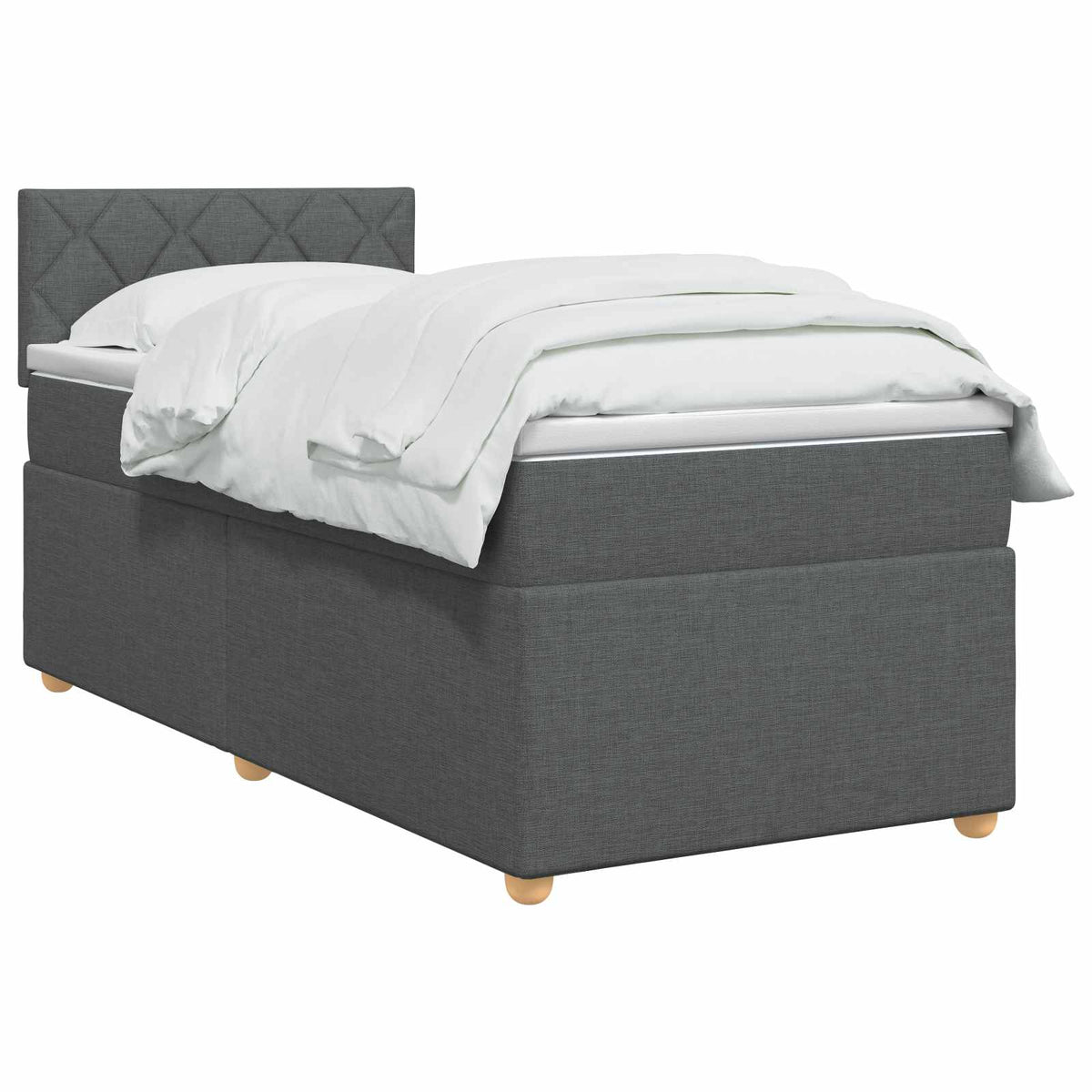 Boxspring ágy matraccal Sötétszürke 90 x 190 cm Szövet