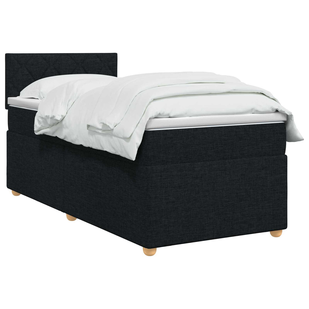 Boxspring ágy matraccal fejtámlával Fekete 90 x 190 cm Szövet