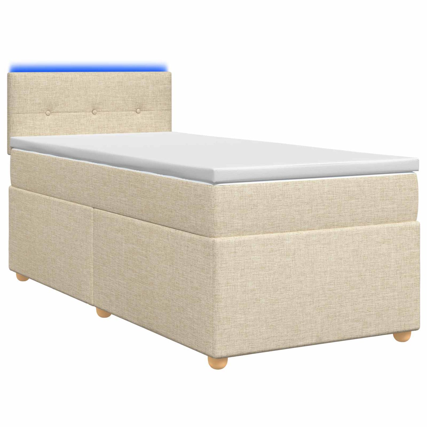 Boxspring ágy matraccal Krémszínű 90 x 200 cm Szövet