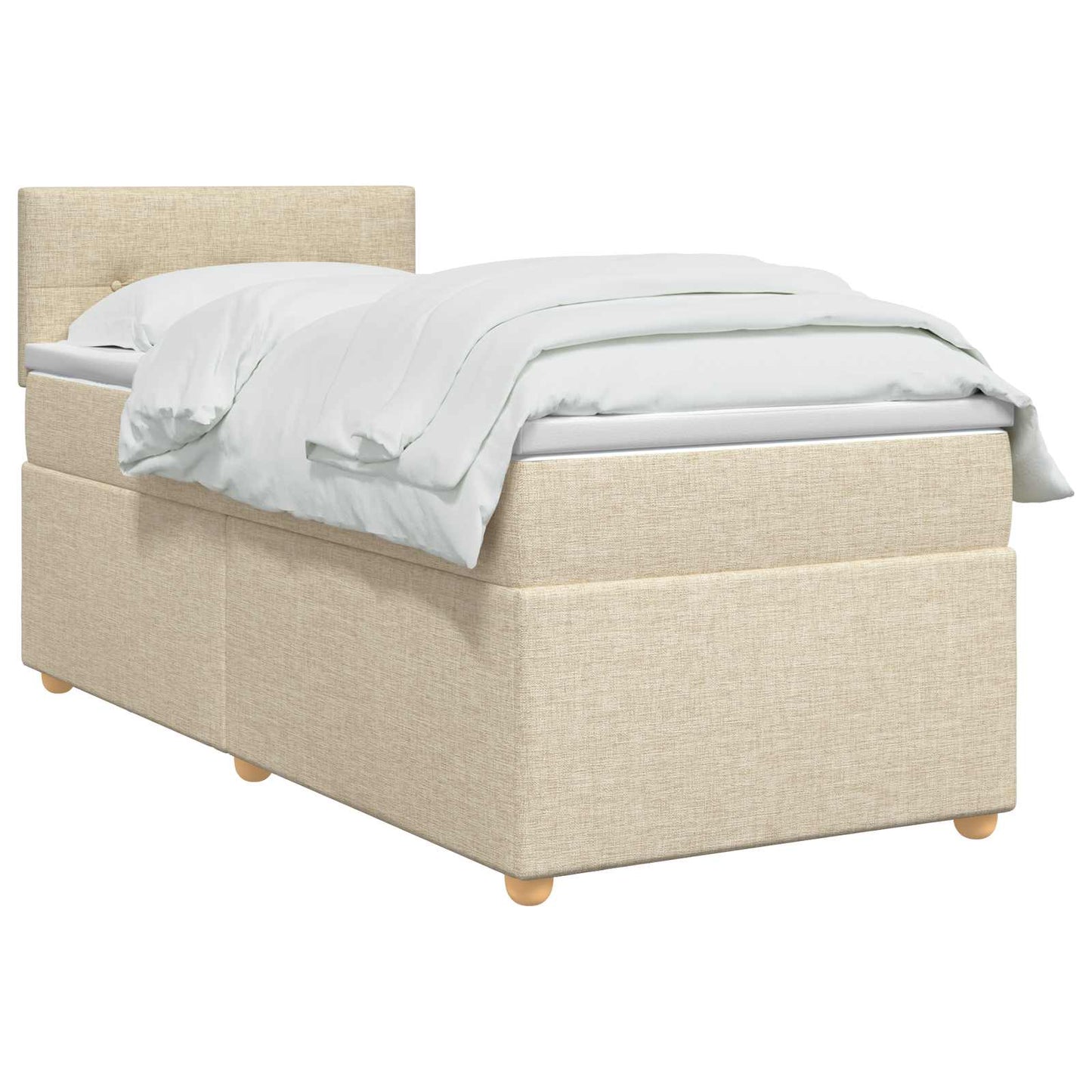Boxspring ágy matraccal Krémszínű 90 x 200 cm Szövet