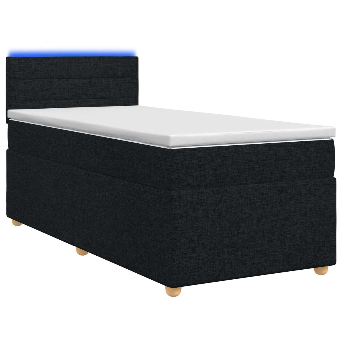 Boxspring ágy matraccal fejtámlával Fekete 100 x 200 cm Szövet