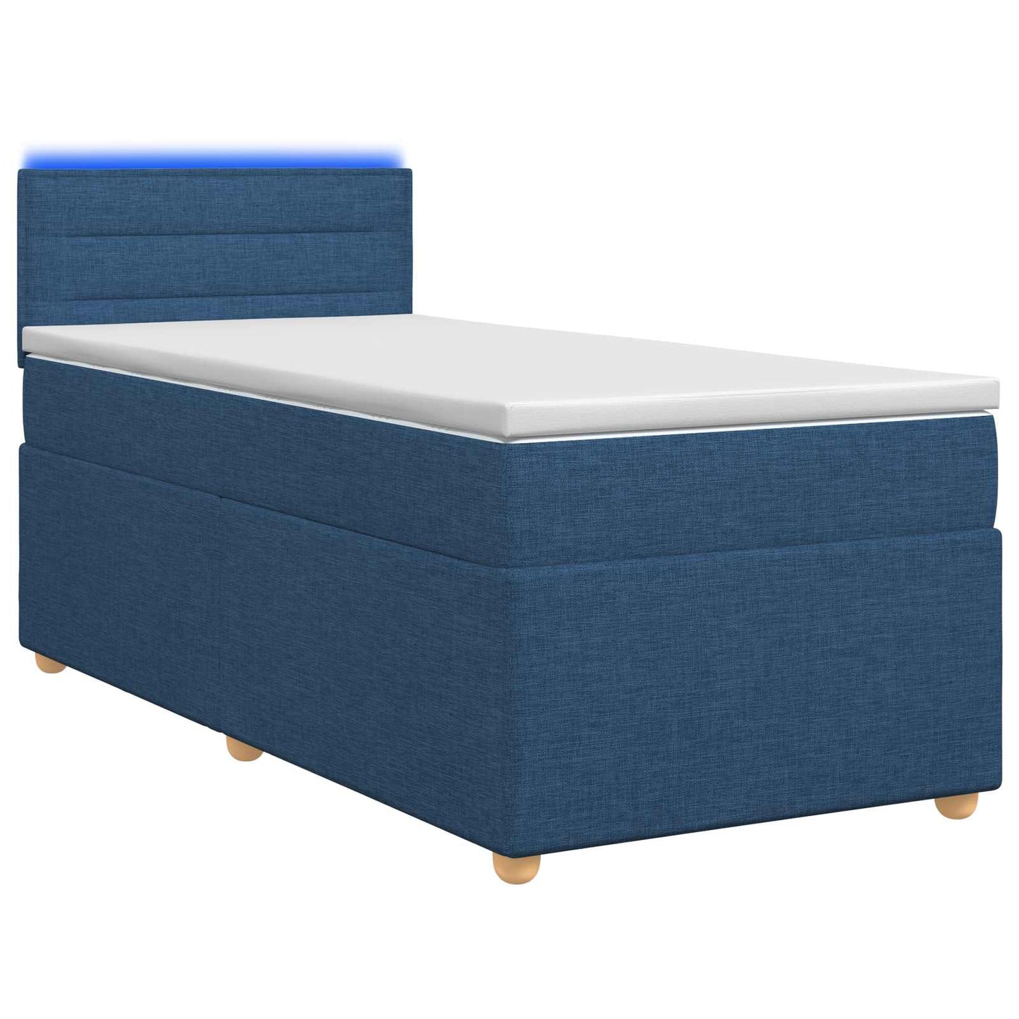 Boxspring ágy matraccal LED szalagokkal Kék 100 x 200 cm Szövet