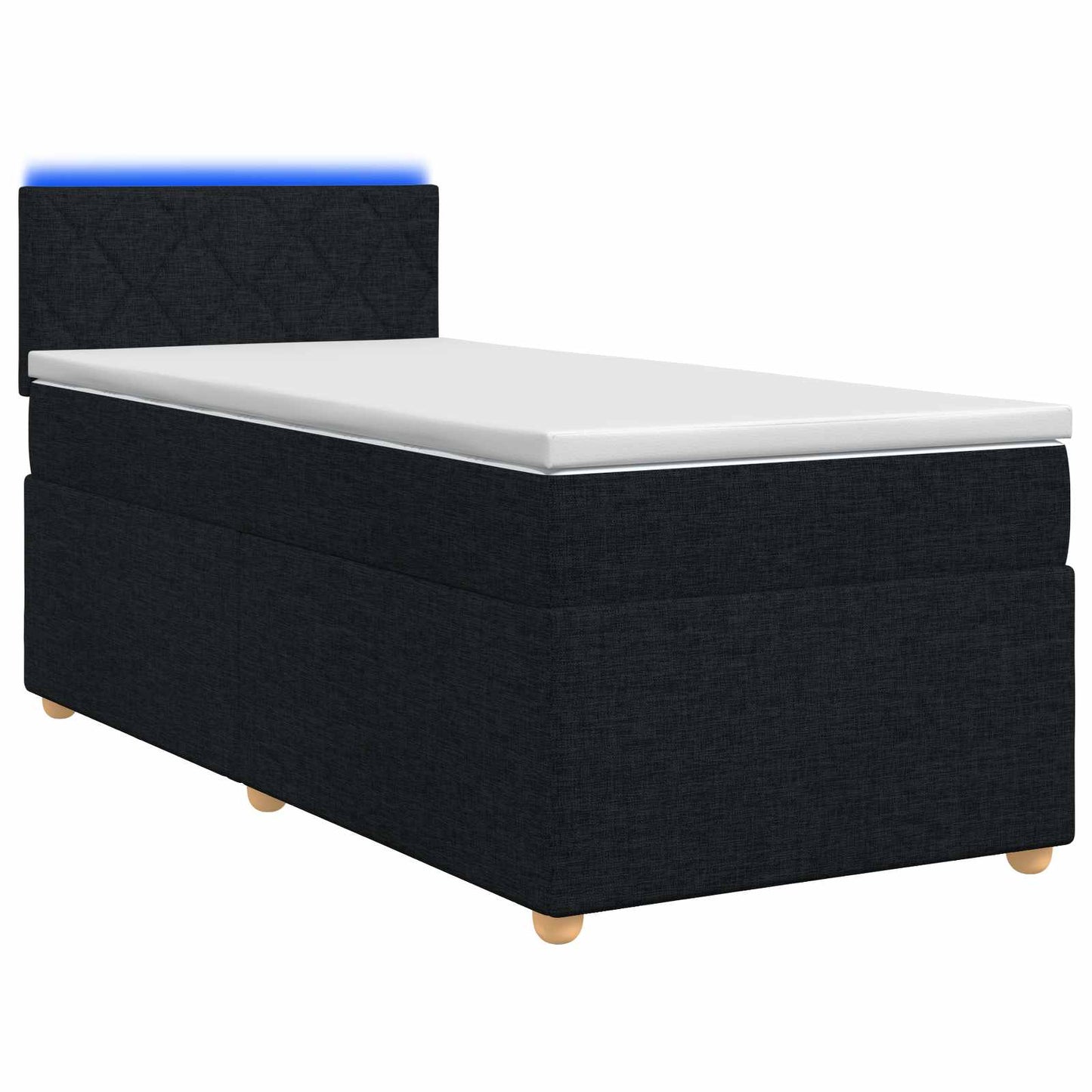 Boxspring ágy matraccal fejtámlával Fekete 100 x 200 cm Szövet