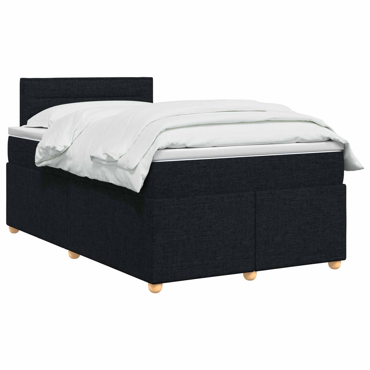 Boxspring ágy matraccal fejtámlával Fekete 120 x 190 cm Szövet