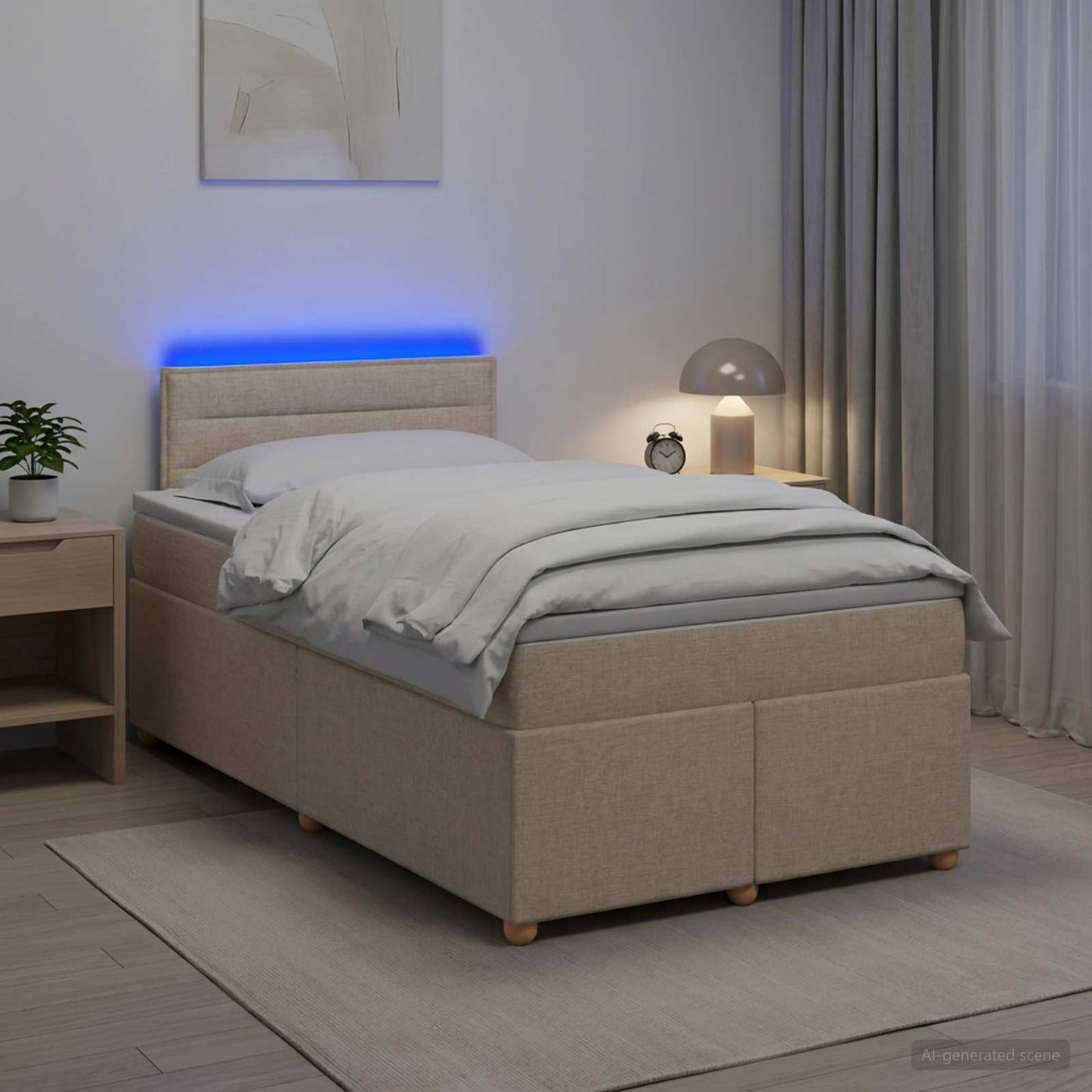 Boxspring ágy matraccal Krémszínű 120 x 190 cm Szövet