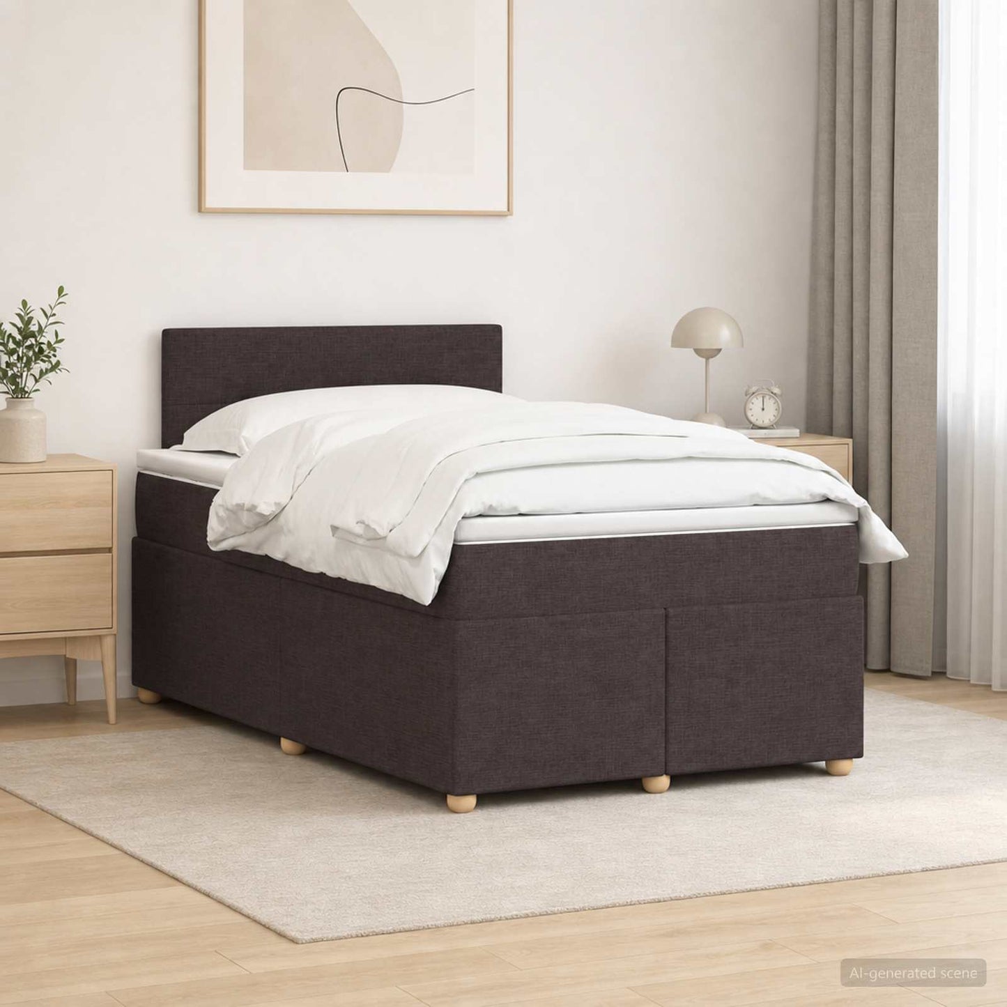 Boxspring ágy matraccal Sötét Barna 120 x 190 cm Szövet