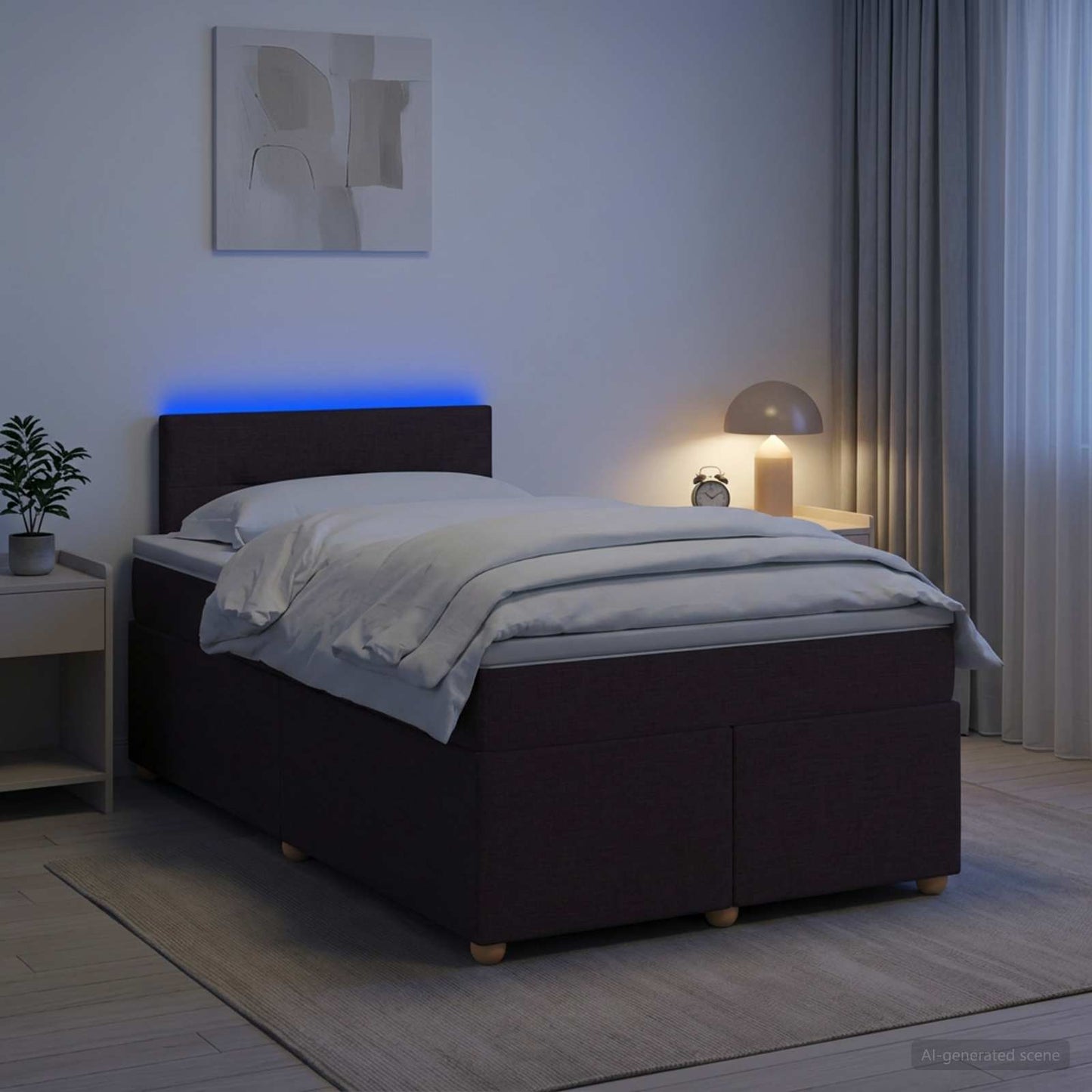 Boxspring ágy matraccal Sötét Barna 120 x 190 cm Szövet
