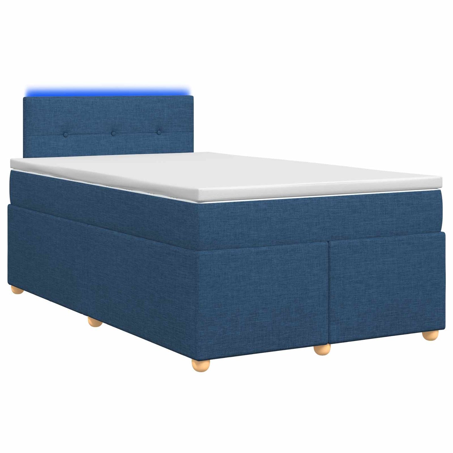 Boxspring ágy matraccal LED szalagokkal Kék 120 x 190 cm Szövet