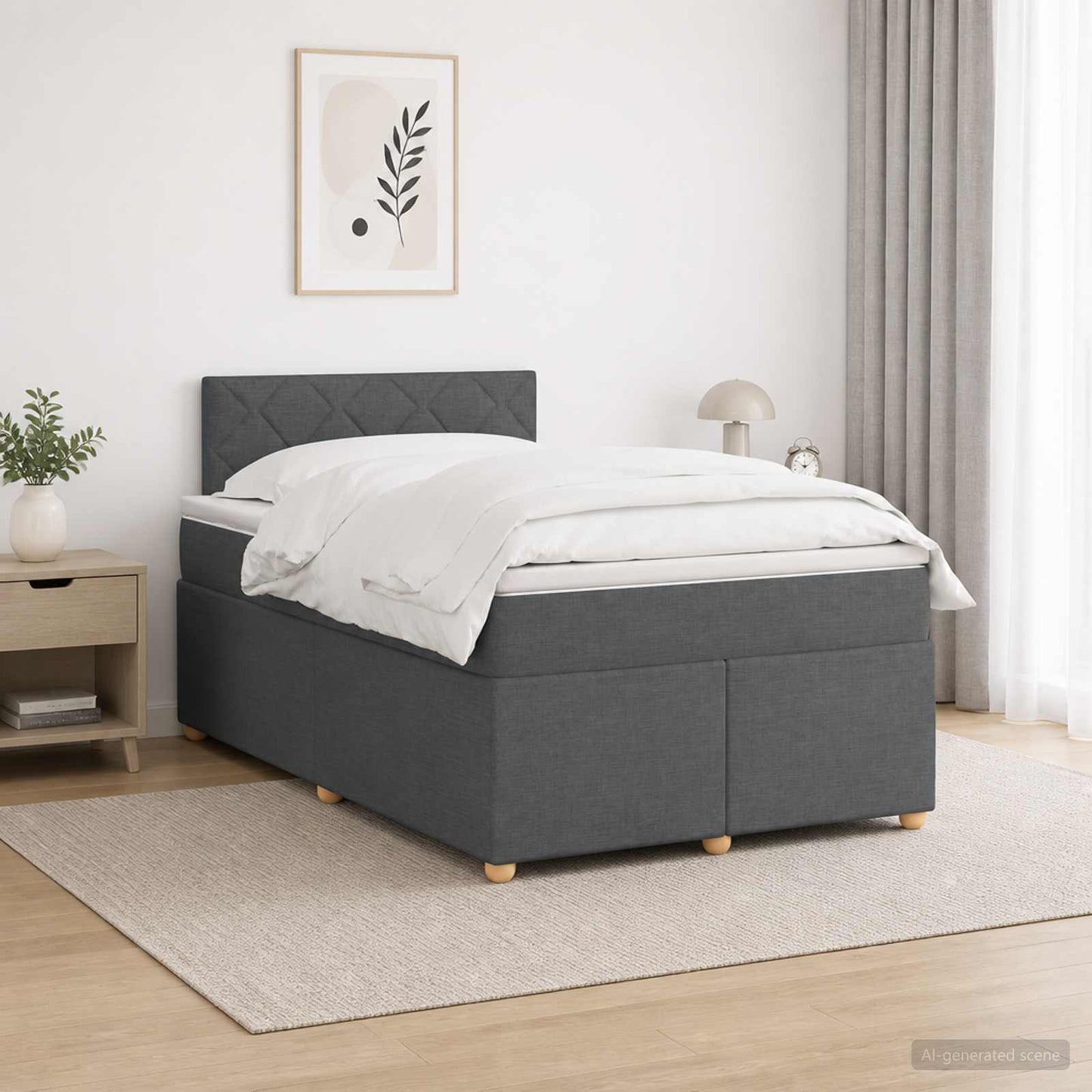 Boxspring ágy matraccal Sötétszürke 120 x 190 cm Szövet