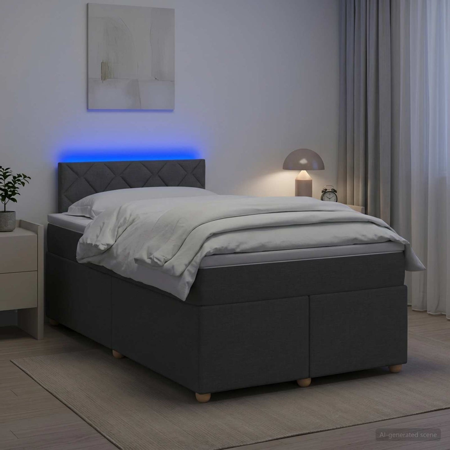 Boxspring ágy matraccal Sötétszürke 120 x 190 cm Szövet