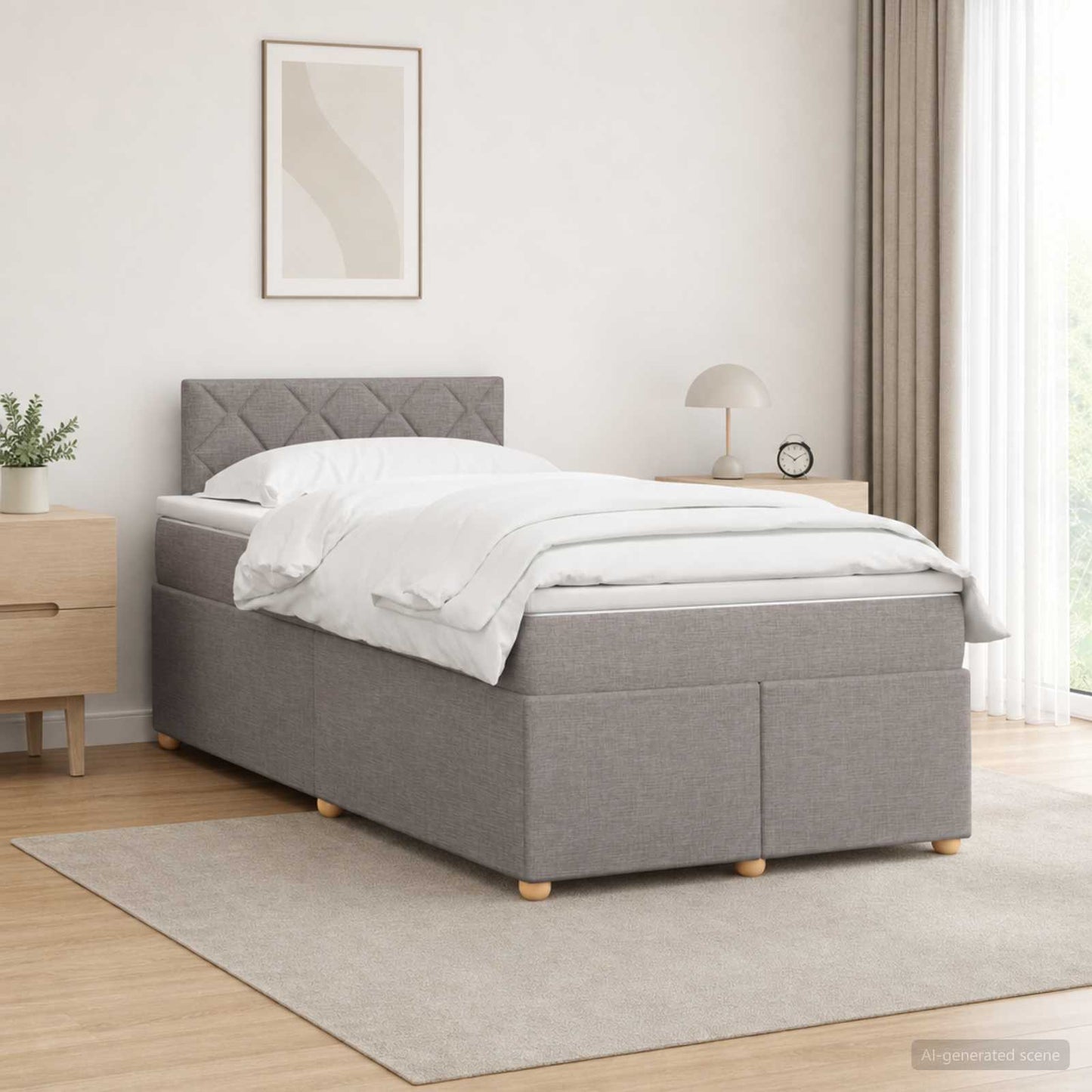 Boxspring ágy matraccal Tópszínű 120 x 200 cm Szövet