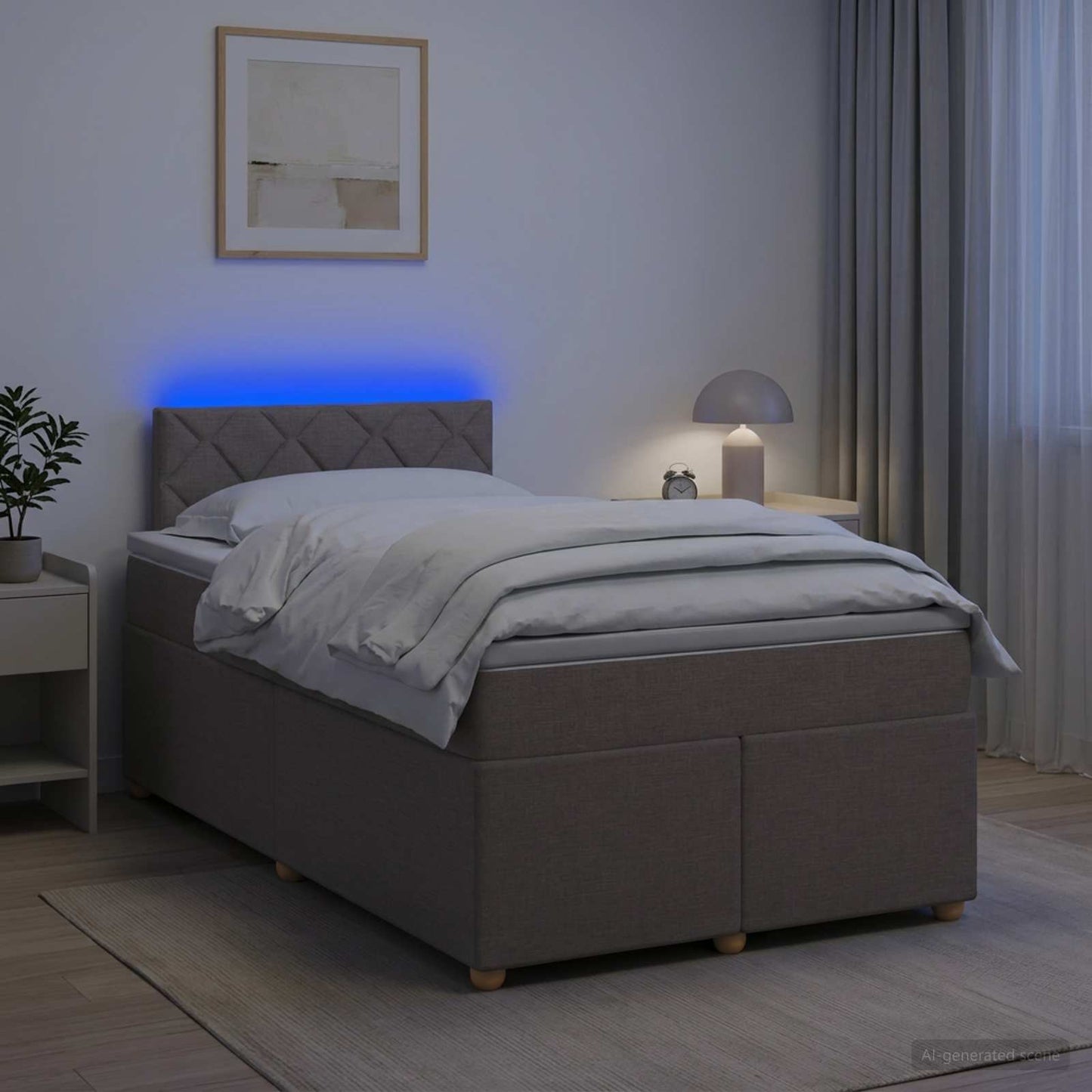 Boxspring ágy matraccal Tópszínű 120 x 190 cm Szövet