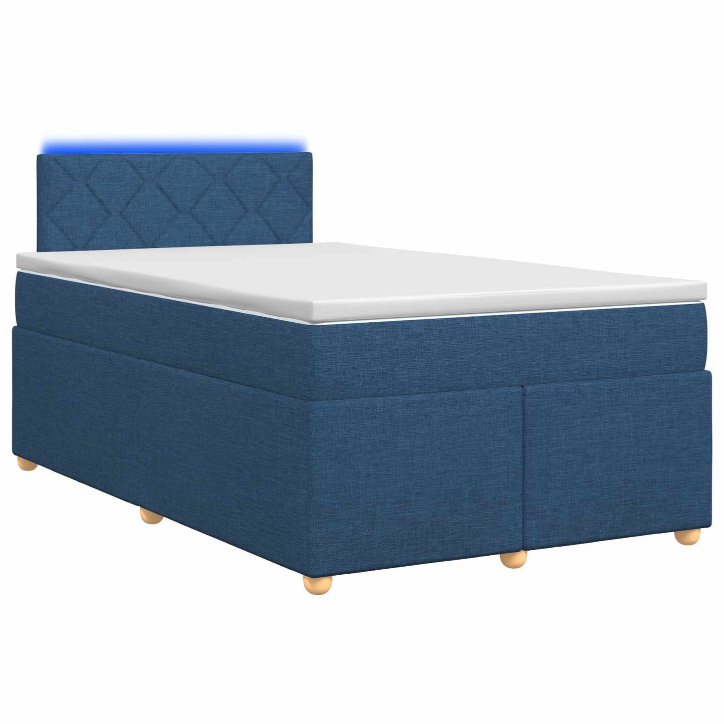 Boxspring ágy matraccal LED szalagokkal Kék 120 x 190 cm Szövet