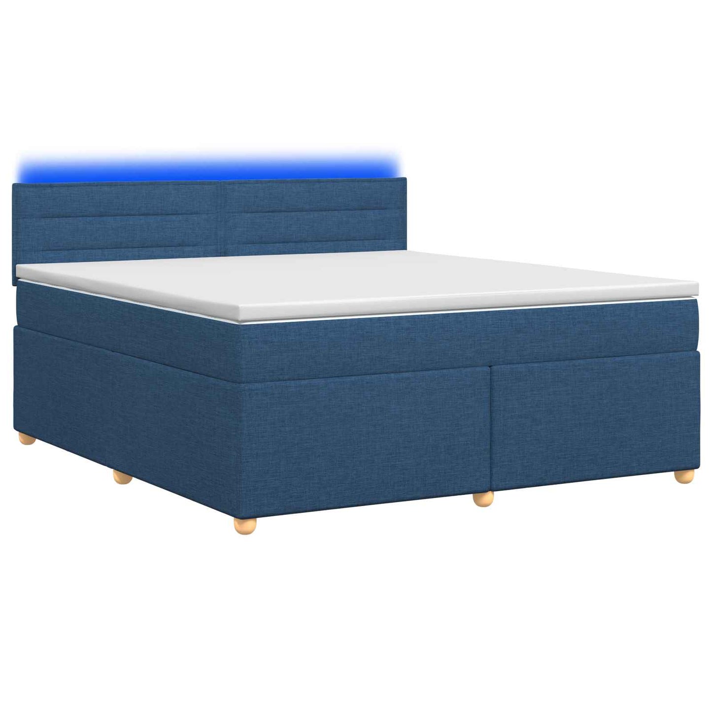 Boxspring ágy matraccal LED szalagokkal Kék 160 x 200 cm Szövet