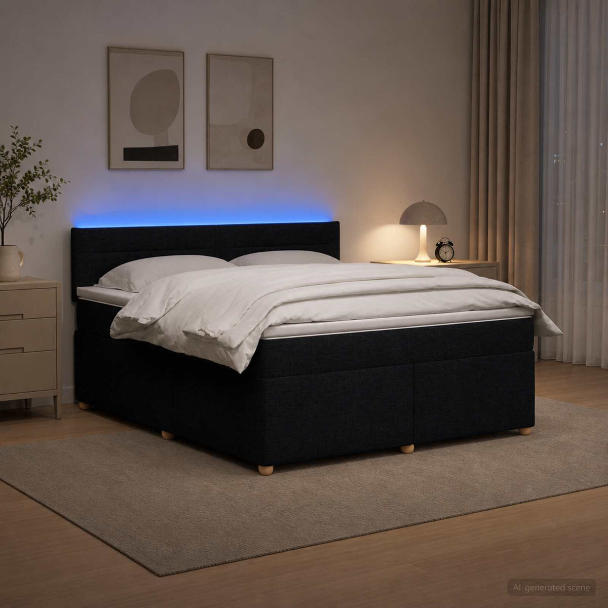 Boxspring ágy matraccal fejtámlával Fekete 160 x 200 cm Szövet